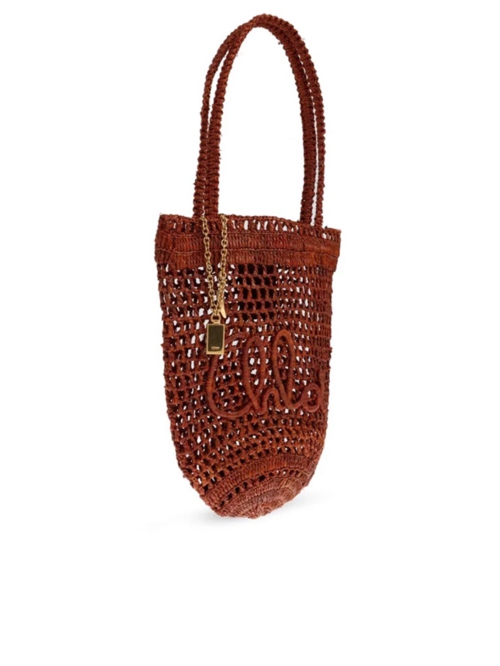 Chloé small summer banana raffia Tote with Gold Charm - Picture 3 of 5